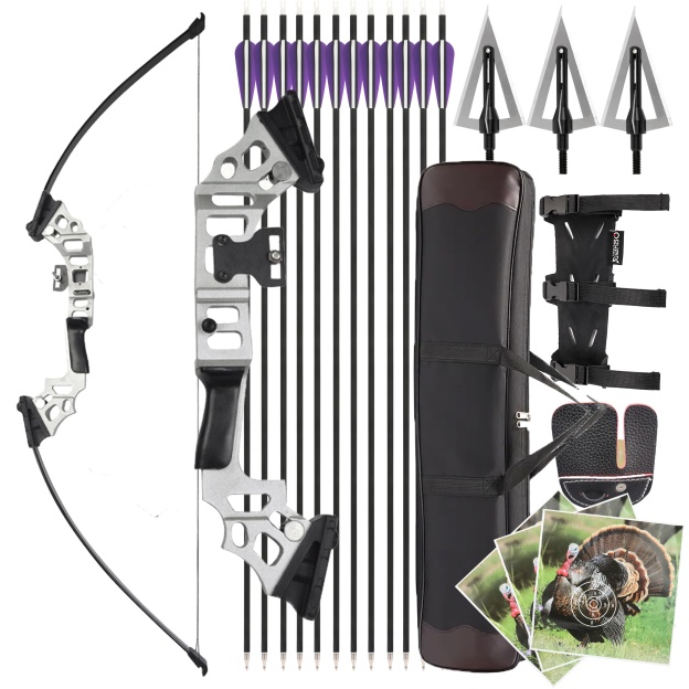 53" M122 40lbs Takedown Recurve Bow Arrow Kit Straight Bow