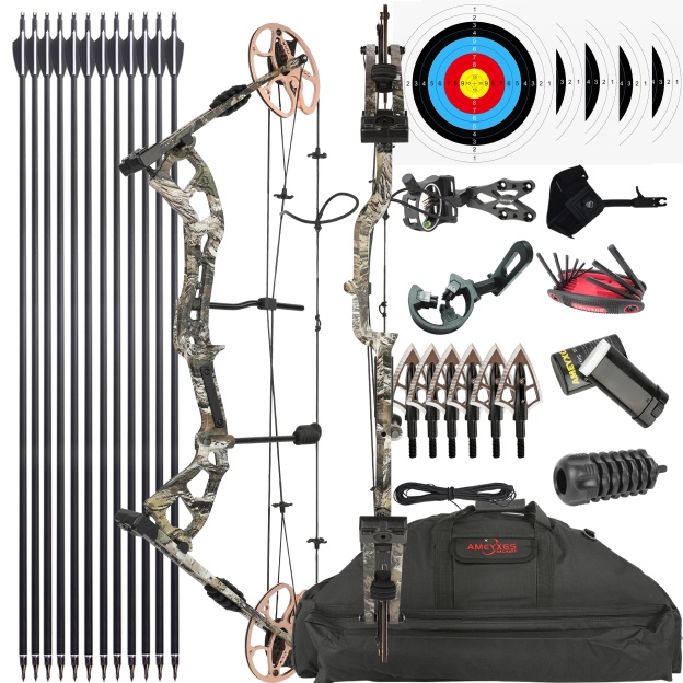 JUNXING M193 Compound Bow Adjustable Hunting Bow and Arrows 0-70lbs