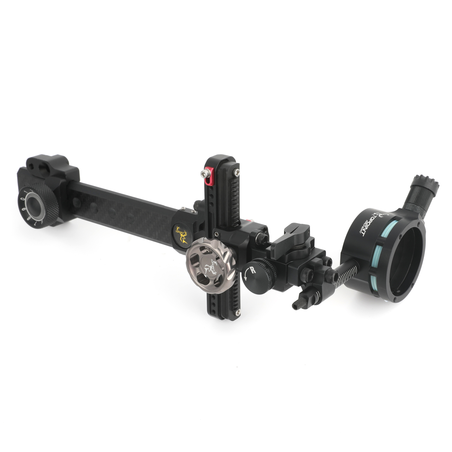 Topoint TX9610 Hunting Compound Bow Sight 1-Pin CNC Carbon Adjustable