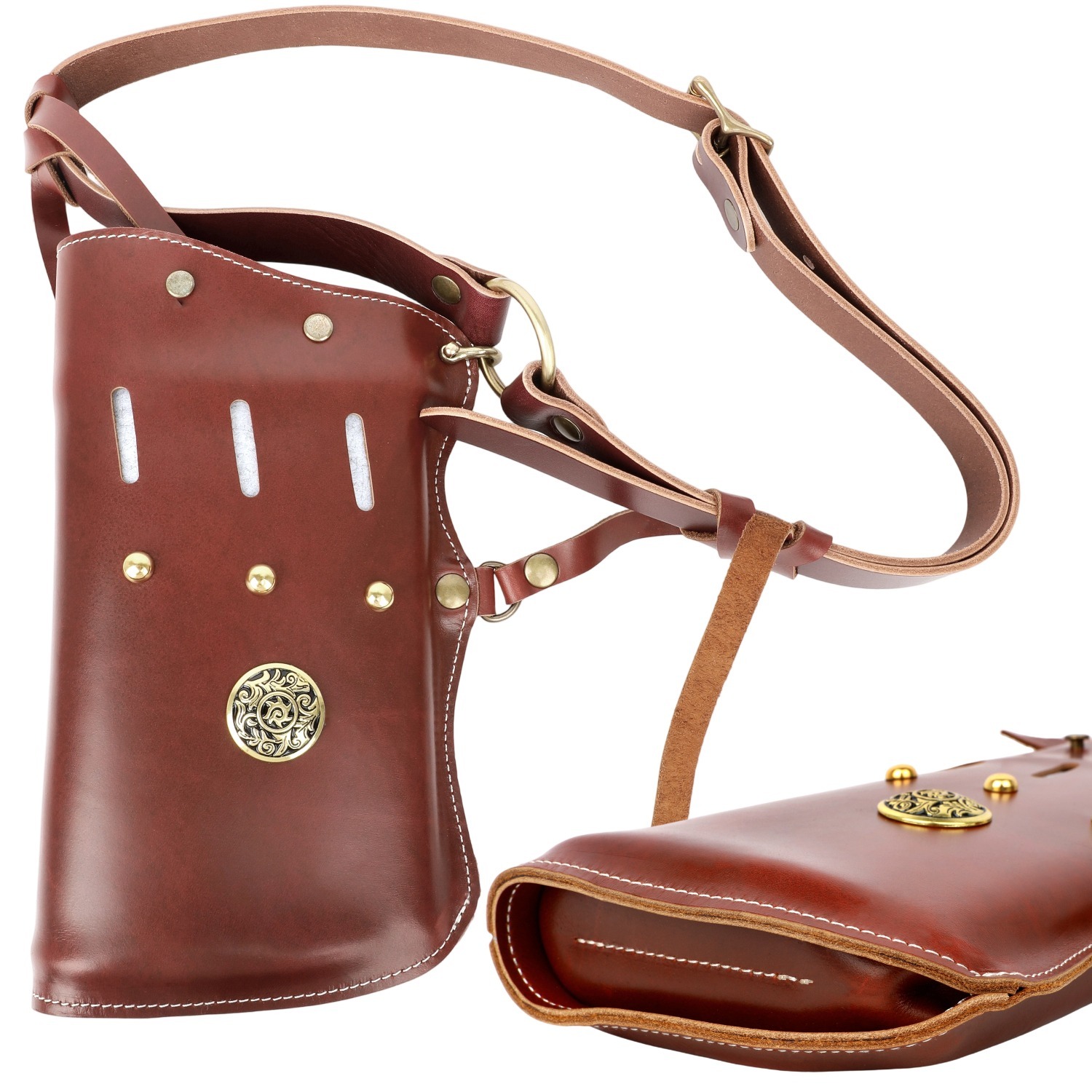 Traditional Horseback Archery Quiver Oil-Waxed Leather Arrow Holder