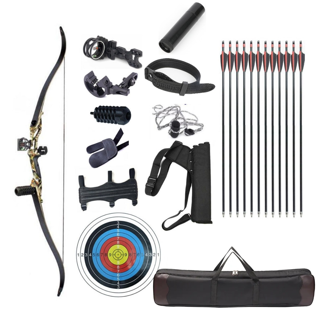 Junxing F179 Recurve Bow Set  56'' Takedown RH Target Hunting Beginner