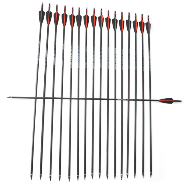 12pcs Mixed Carbon Arrows 400 500 Spine with Rubber Feathers and 6 Yellow Jade Arrowheads