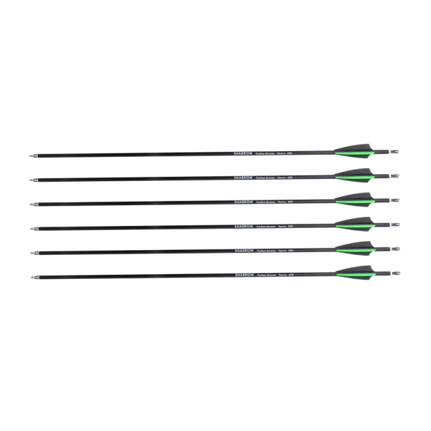 12pcs Mixed Carbon Arrows 400 500 Spine with Rubber Feathers and 6 Yellow Jade Arrowheads