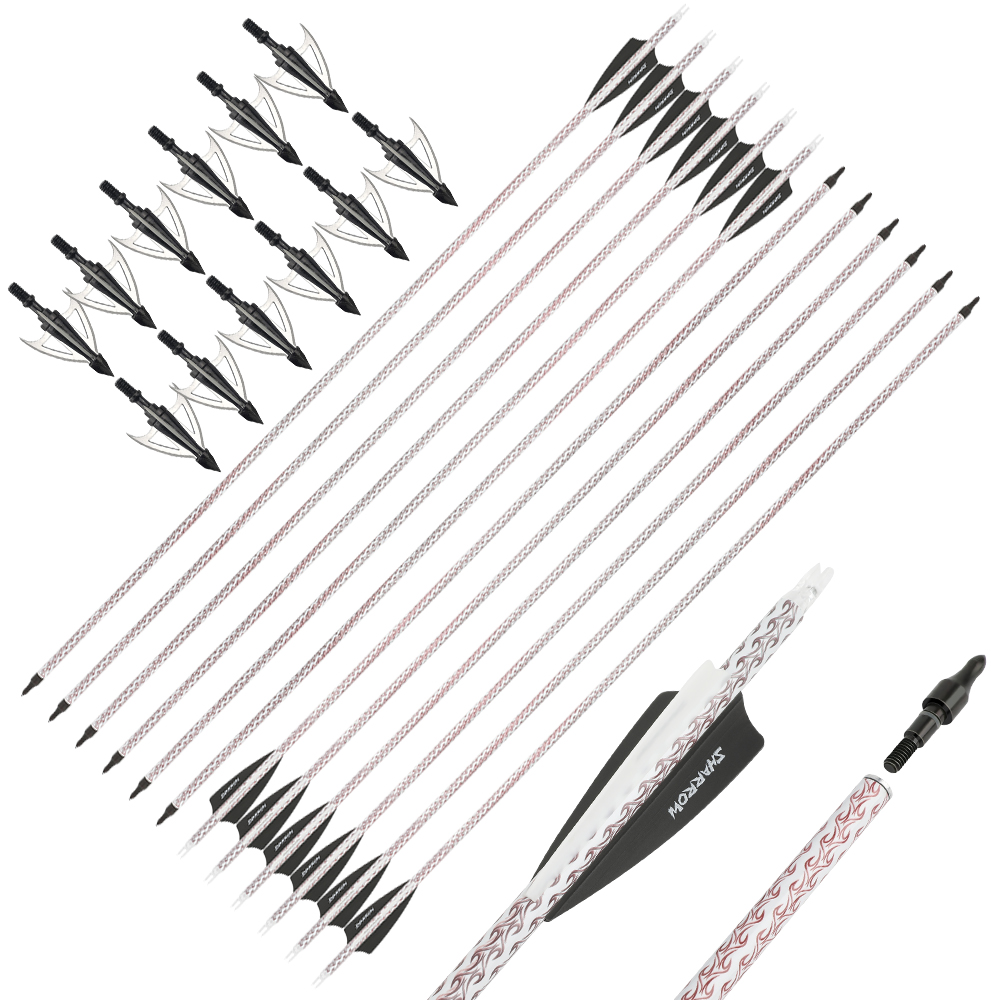 Precision Carbon Arrows 12pcs 30 in 500 Spine Archery Set