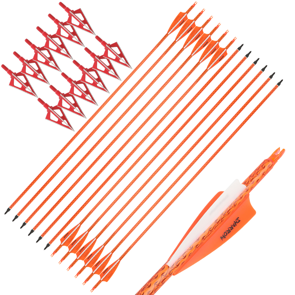 Precision Carbon Arrows 12pcs 30 in 500 Spine Archery Set