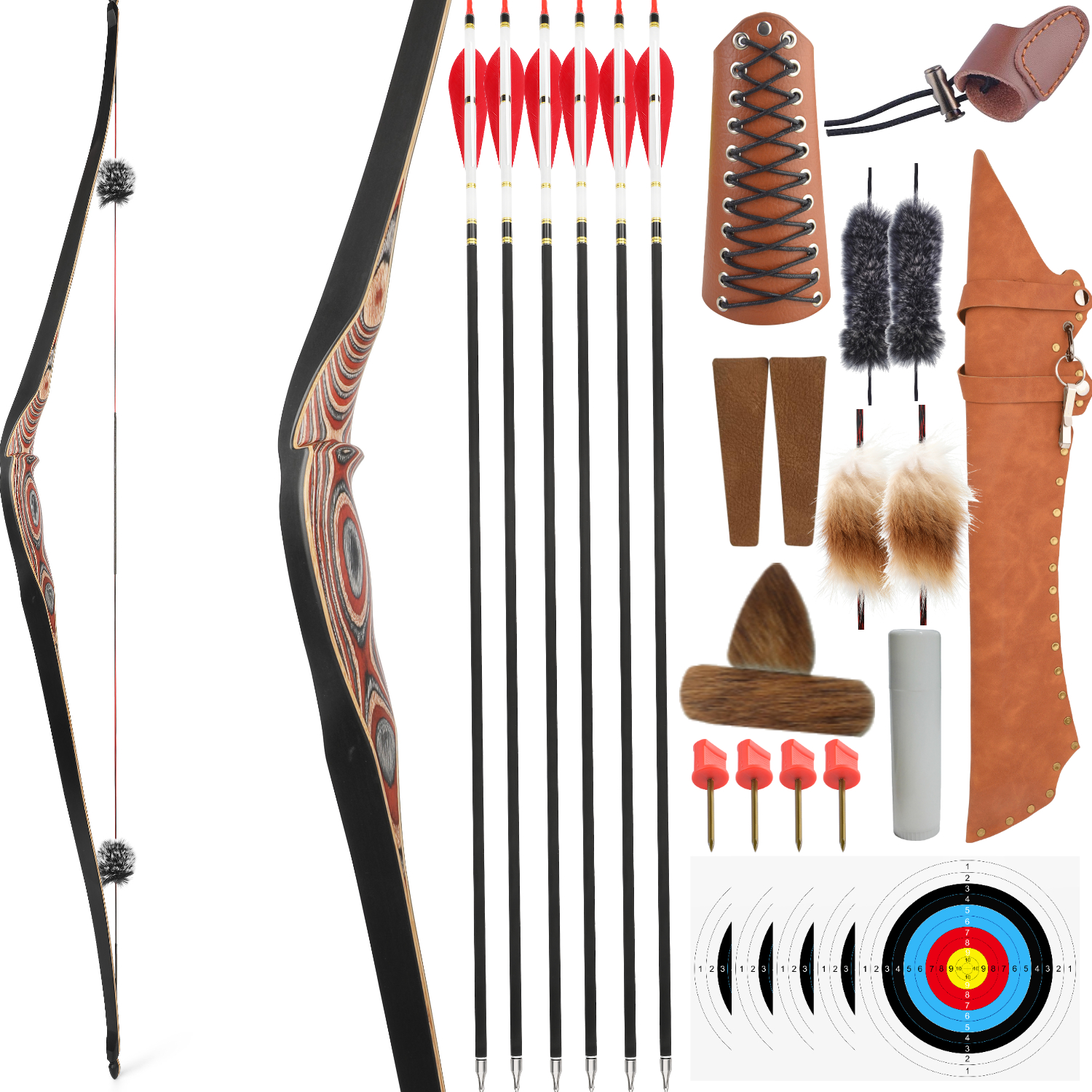 Traditional Triangle Longbow Bamboo Core 20-55lbs LH RH