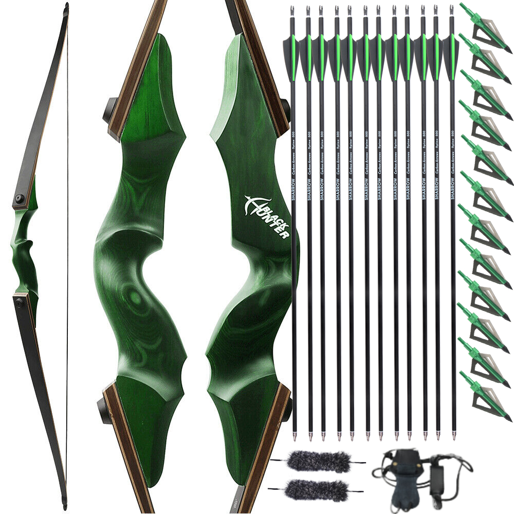 Black Hunter Longbow for Adult 60 inch 20-60lbs RH LH Target American Hunting 