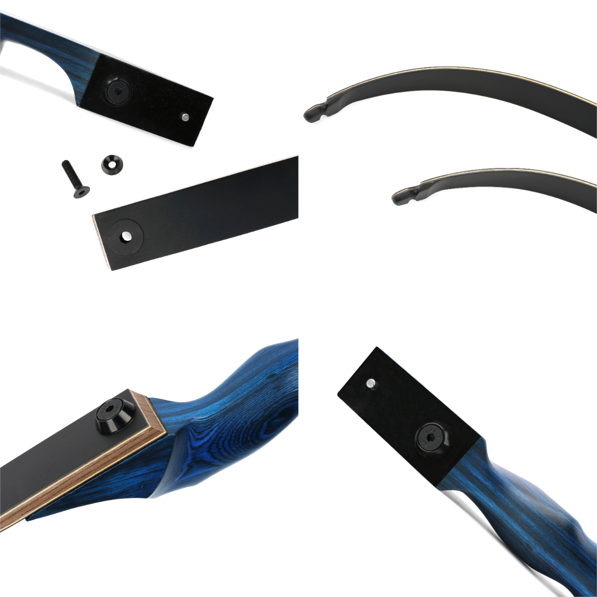 Black Hunter Takedown Recurve Bow Set Hunting 60" 20-60lbs LH RH