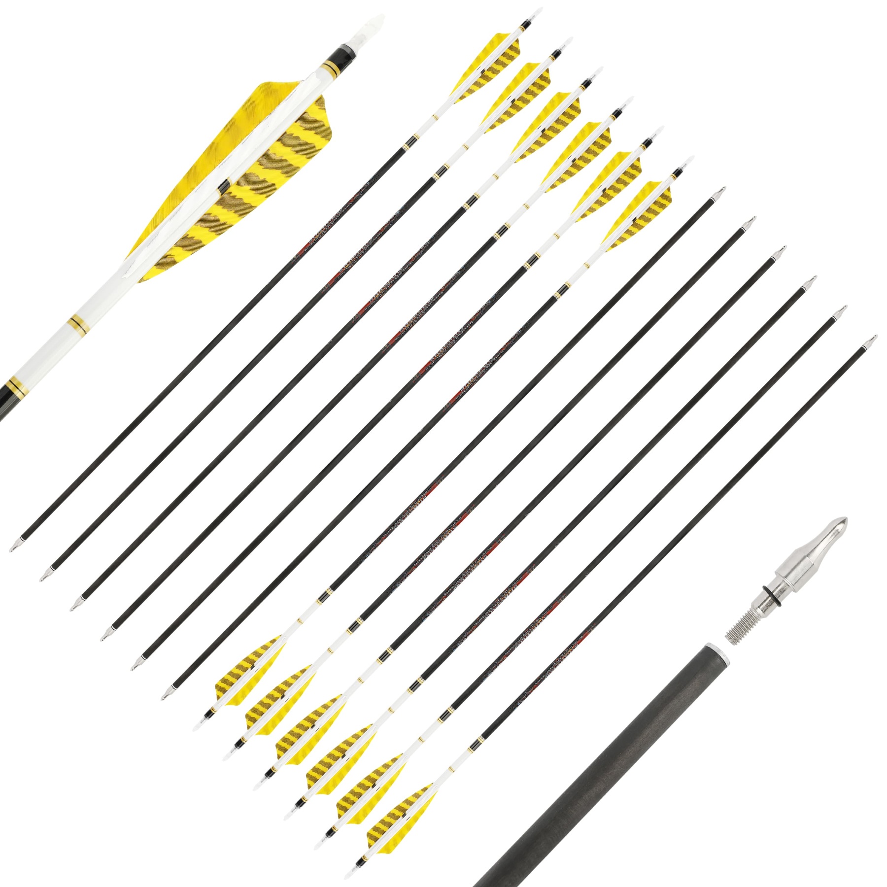 31" Pure Carbon Arrows SP250-600 Feathers Hunting Target