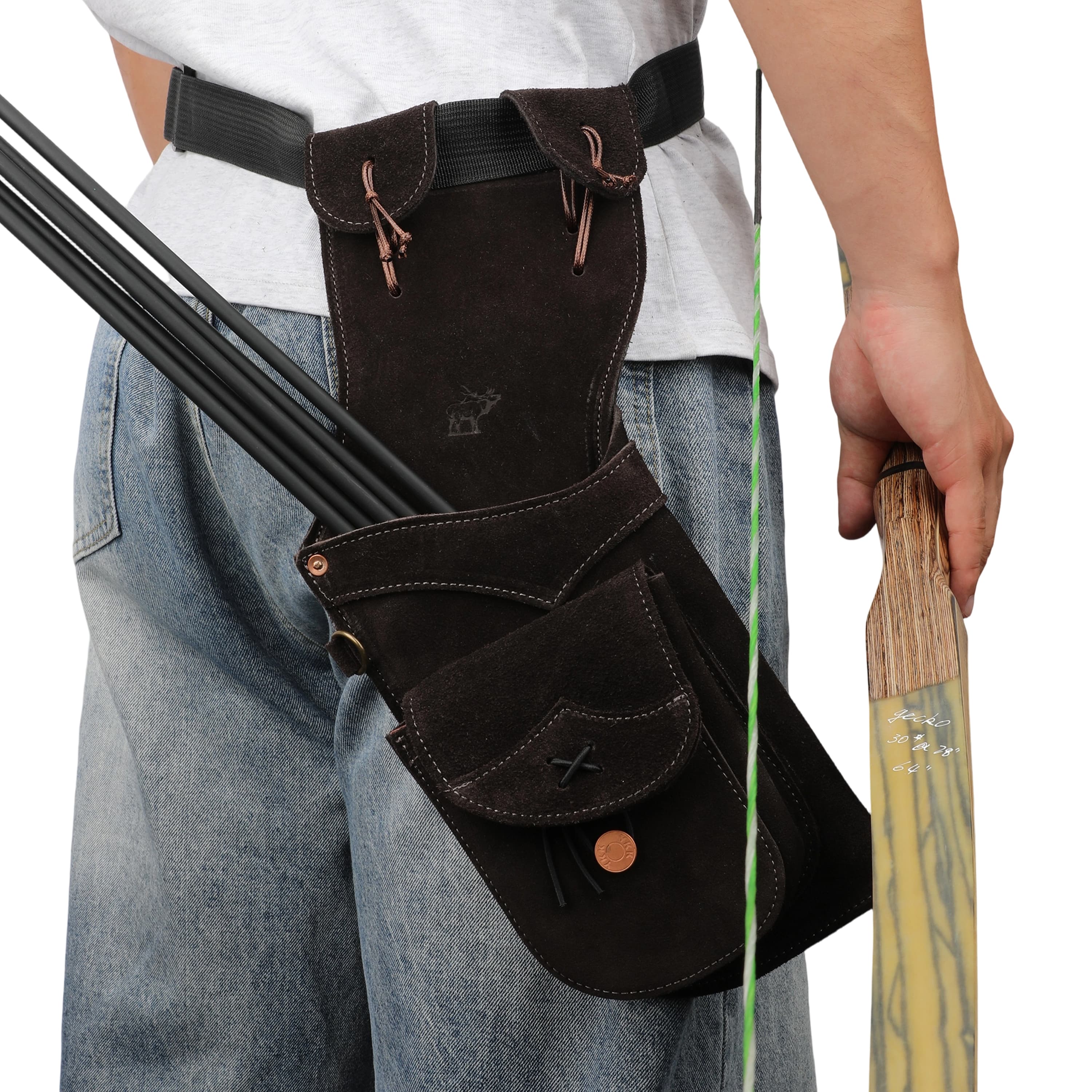 Leather Field Quiver Cowhide Arrow Holder for Traditional Archers