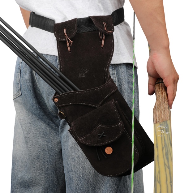Leather Field Quiver Cowhide Arrow Holder for Traditional Archers