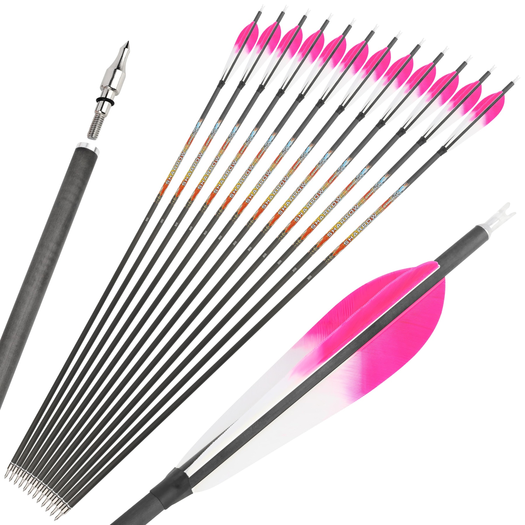 Pure Carbon Archery Arrows turkey feather 31" Recurve and Compound Bow