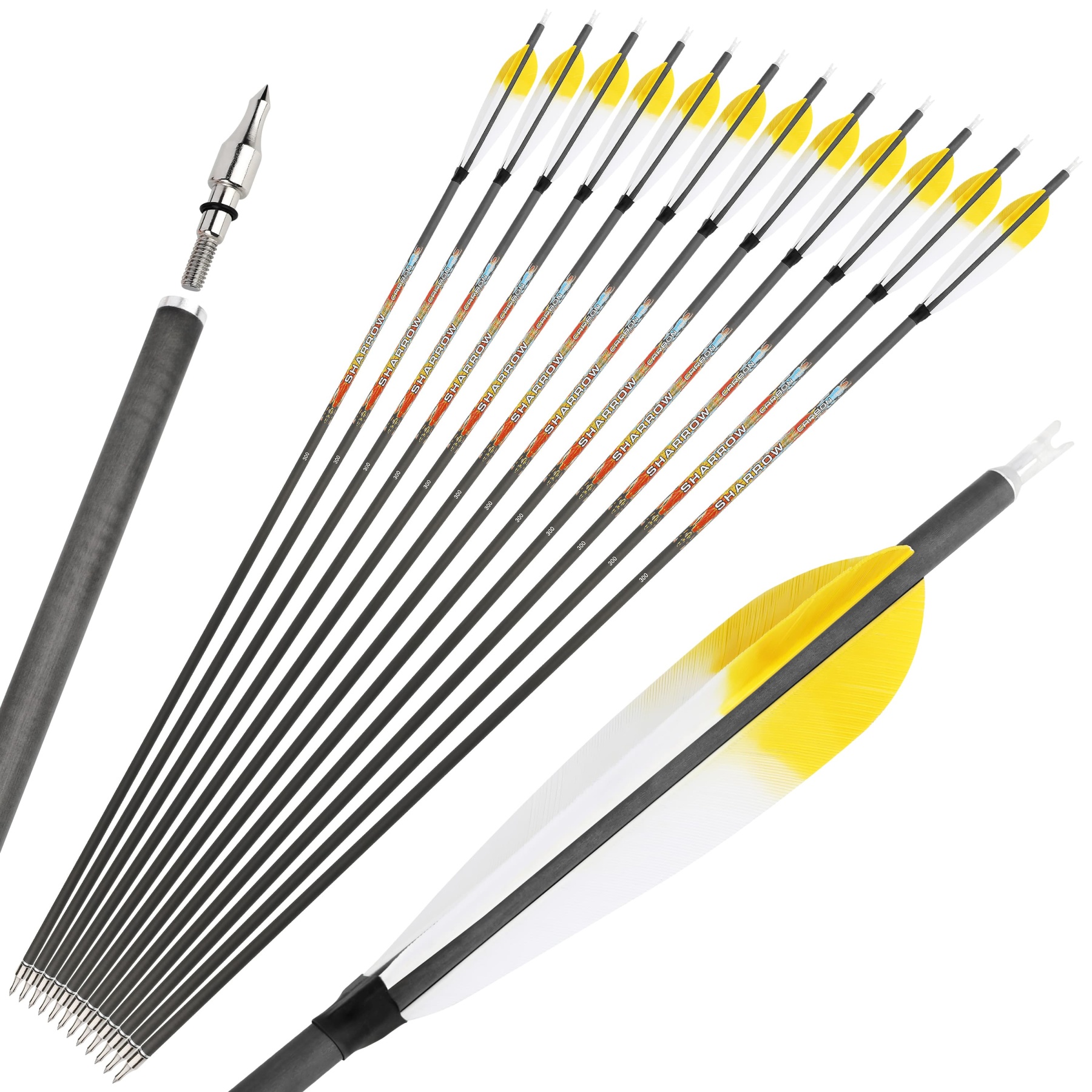 Pure Carbon Archery Arrows turkey feather 31" Recurve and Compound Bow
