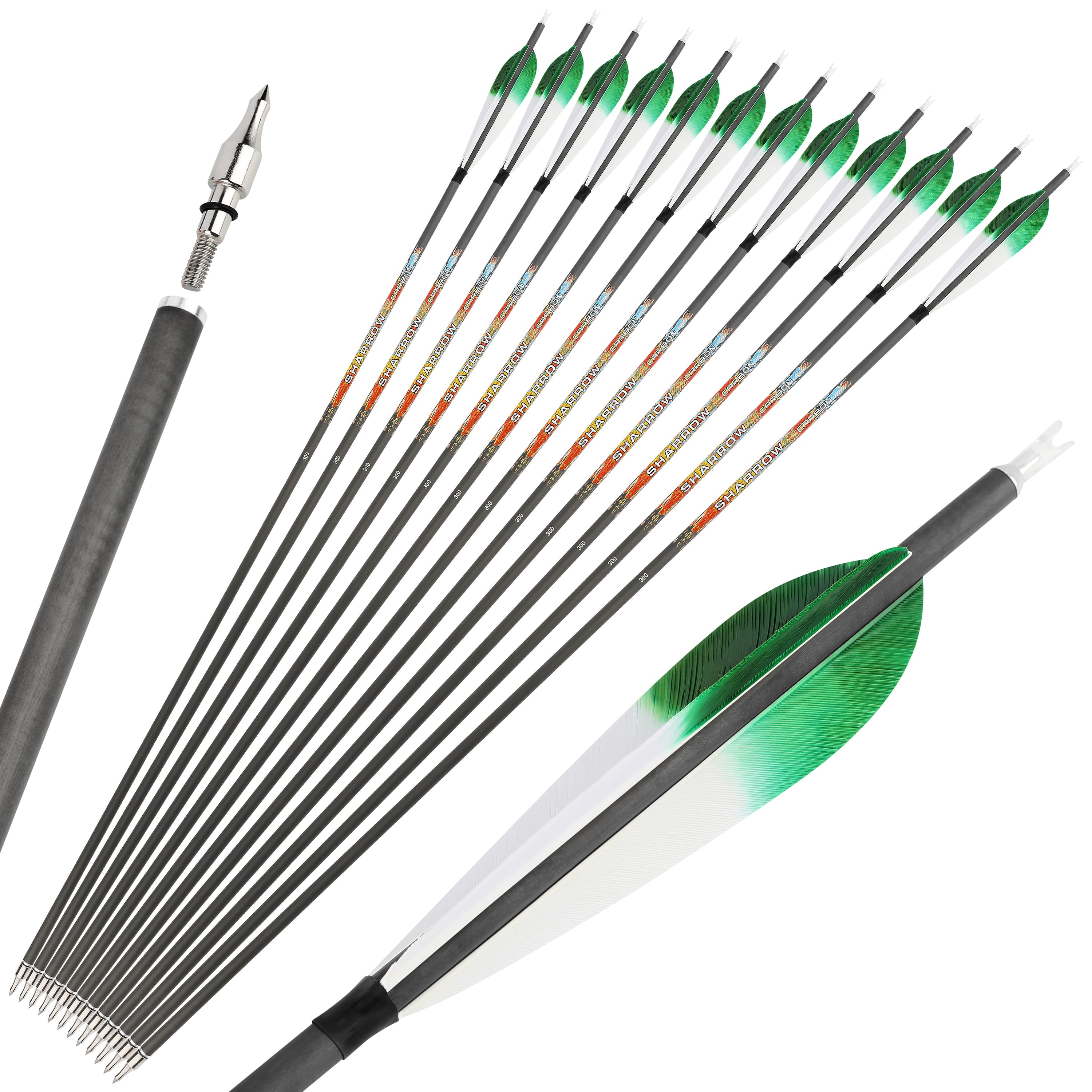 Pure Carbon Archery Arrows turkey feather 31" Recurve and Compound Bow