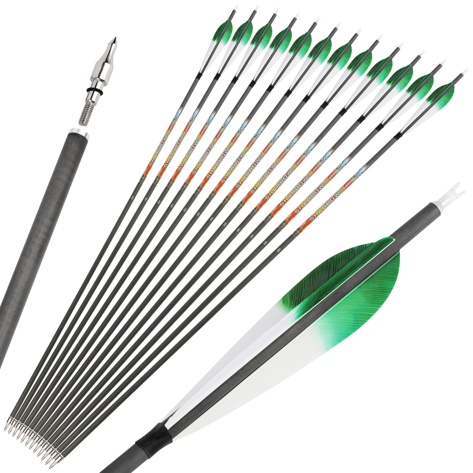 Pure Carbon Archery Arrows turkey feather 31" Recurve and Compound Bow