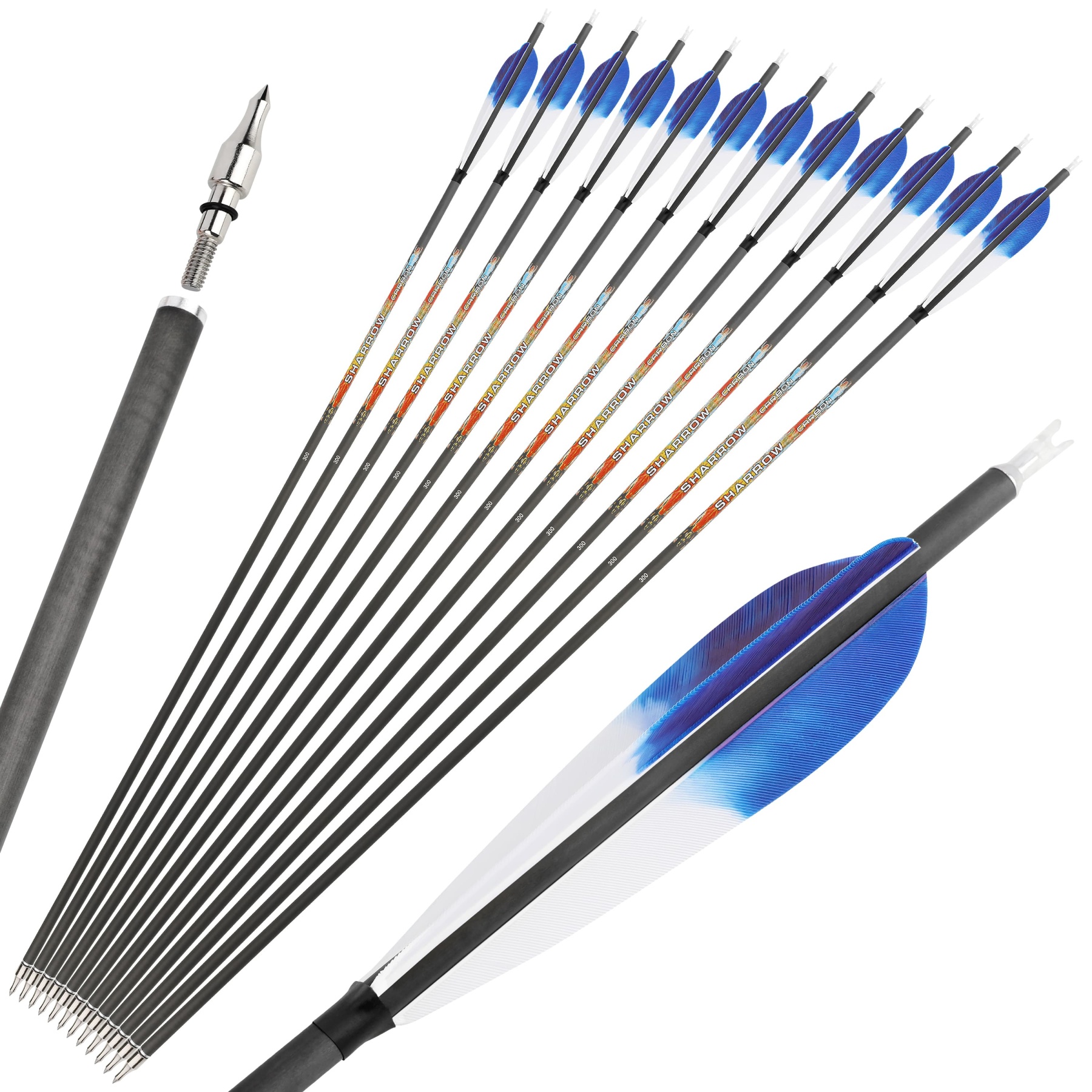 Pure Carbon Archery Arrows turkey feather 31" Recurve and Compound Bow