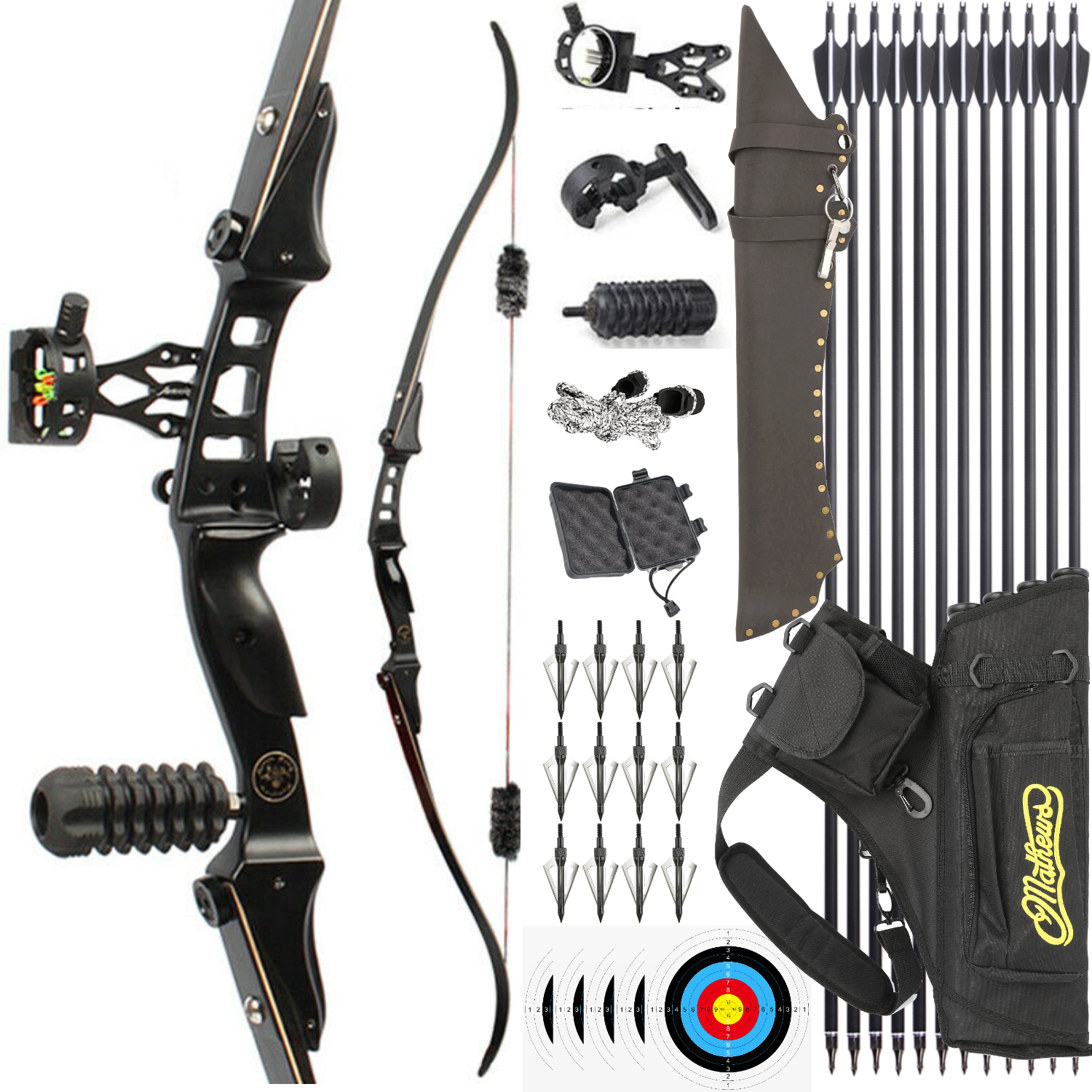 ILF Takedown Recurve Bow 20-50lbs 60'' Hunting Bow and Arrow Set