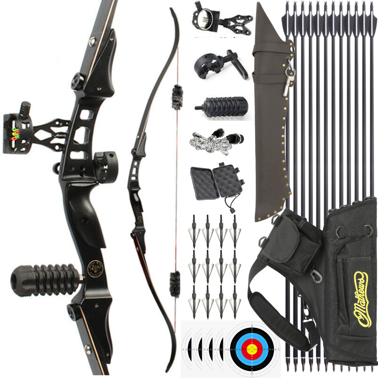 ILF Recurve Bow 20-50lbs Adjustable, Maple/Fiberglass Limbs