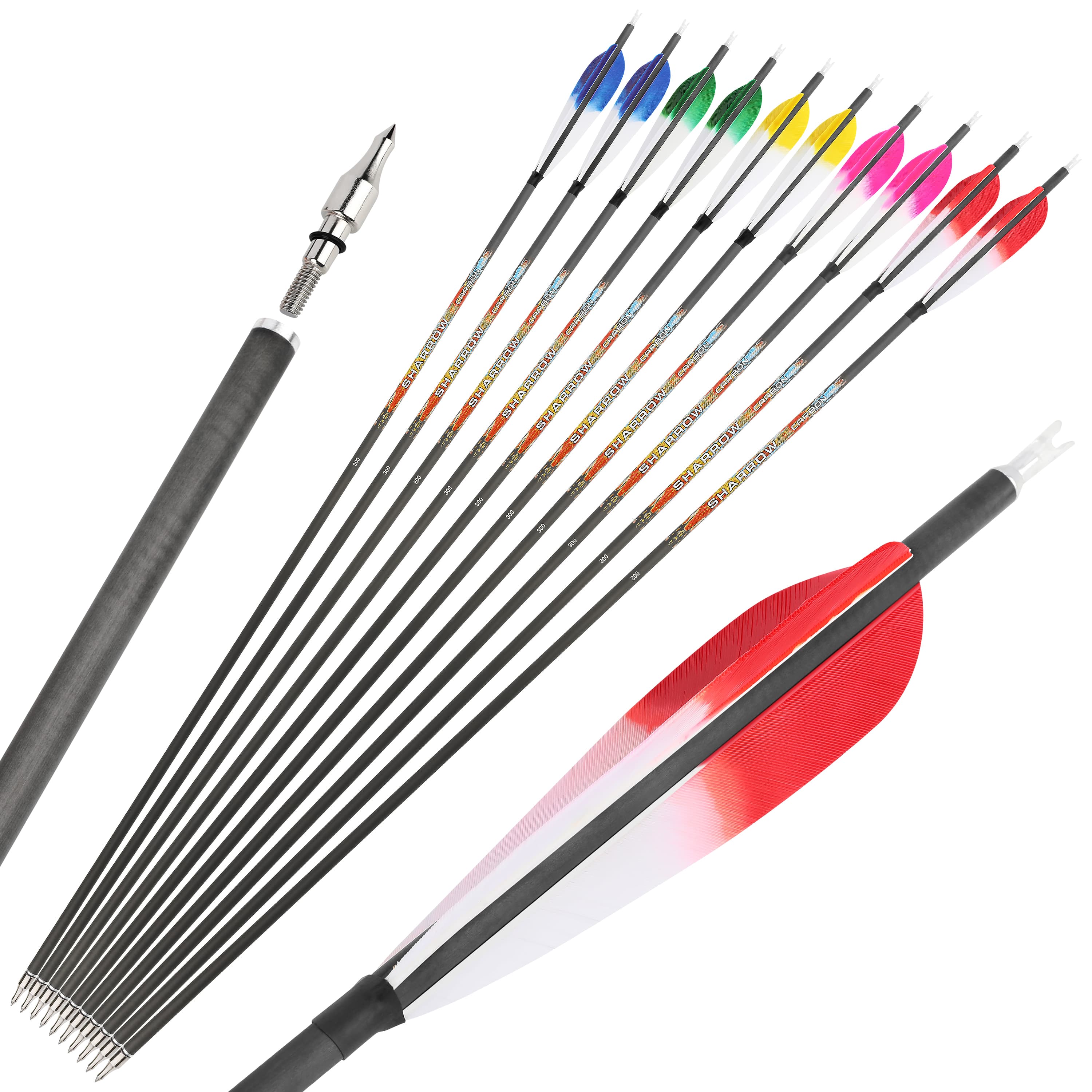 Pure Carbon Archery Arrows turkey feather 31" Recurve and Compound Bow