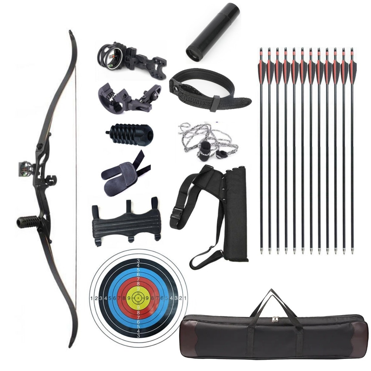 Junxing F179 Recurve Bow Set  56'' Takedown RH Target Hunting Beginner