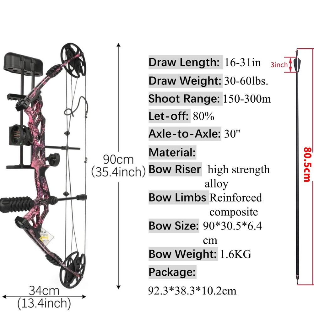 Compound Bow Arrows Set 320 FPS 30-70lb Hunting