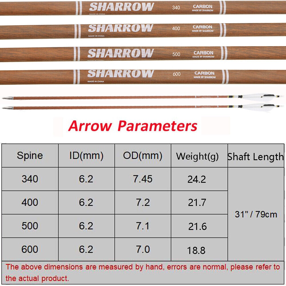 31 inch Pure Carbon Arrows 5 inch Natural Feather Archery Bow Hunting