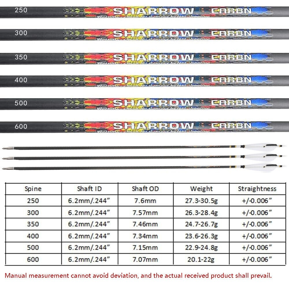 31 inch Pure Carbon Arrow SP250-600 Recurve Bow Compound Bow Hunting
