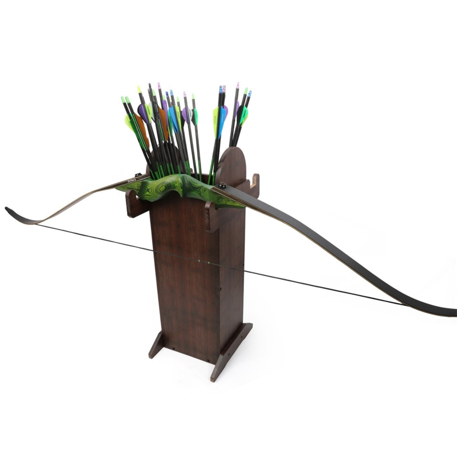 Solid Wood Bow Stand Quiver for Archery Target Shooting