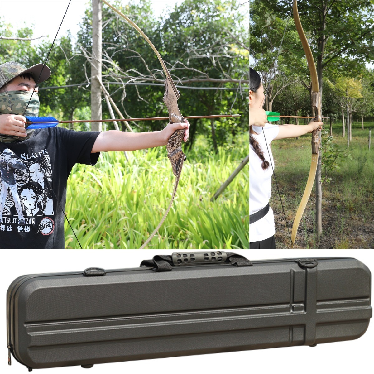 Black Hunter 60" Hunting Takedown Recurve Bow Set 20-60lbs LH RH