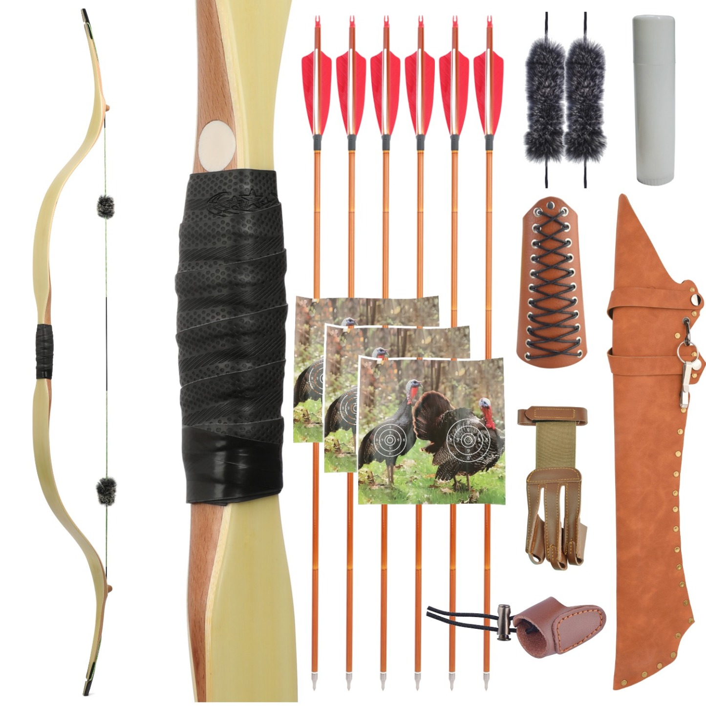 58" One Piece Traditional Bow 20-45lbs Archery RH LH