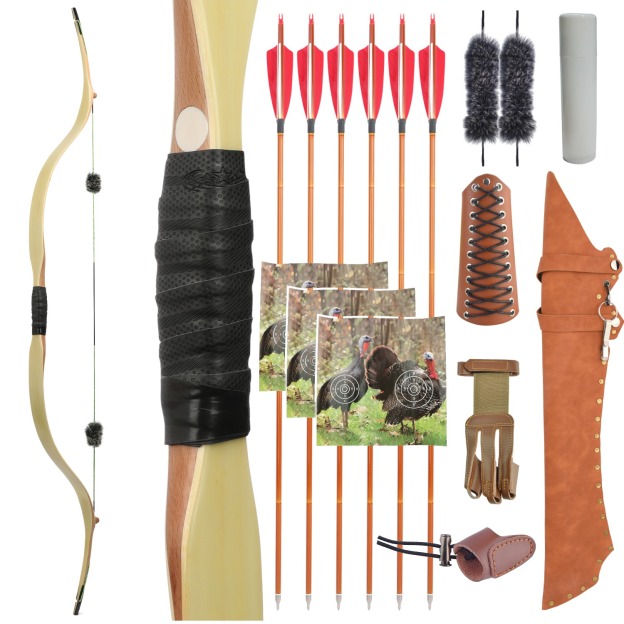 58" One Piece Traditional Bow 20-45lbs Archery RH LH