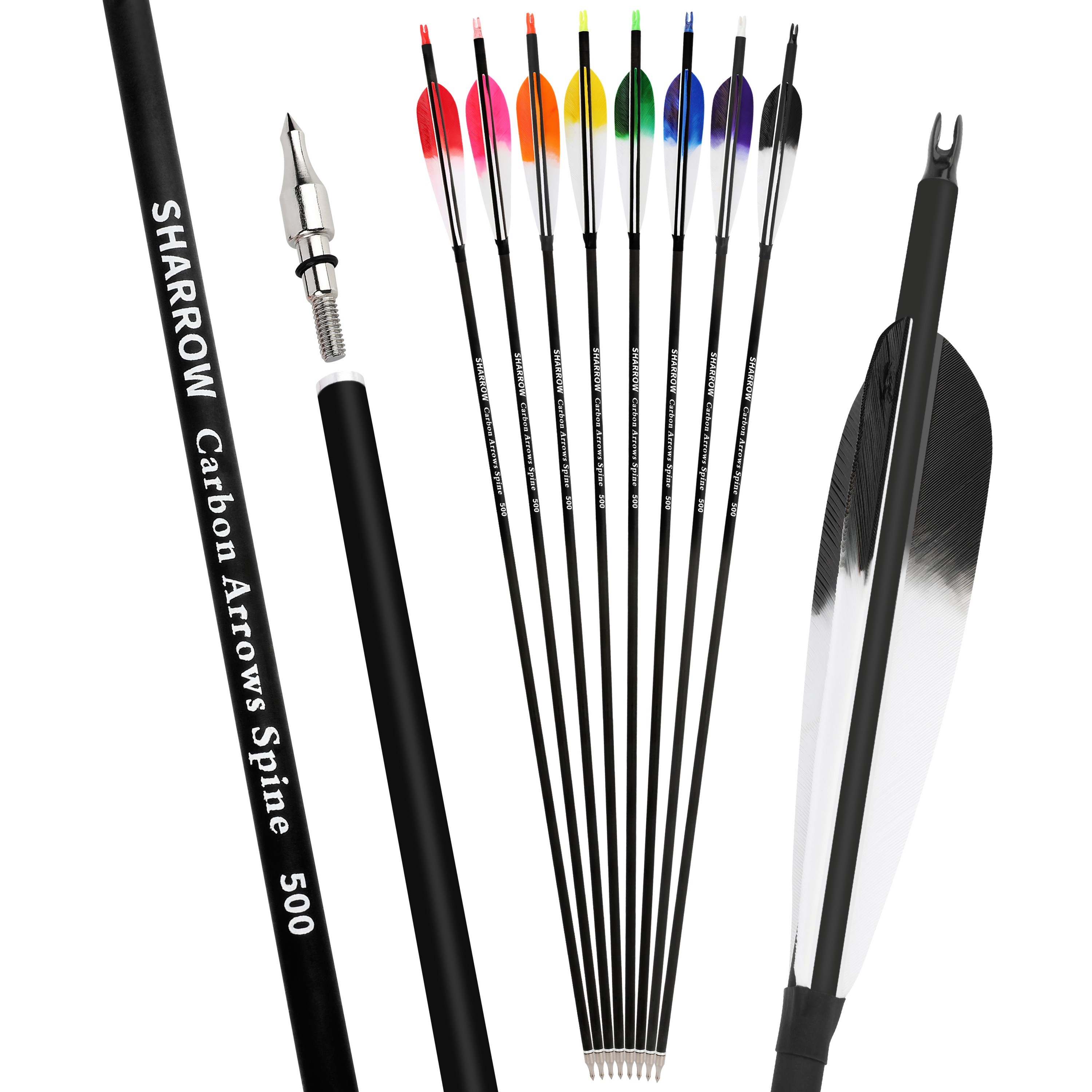 Carbon Arrows Turkey Feather Spine 500 Recurve Bow Hunting