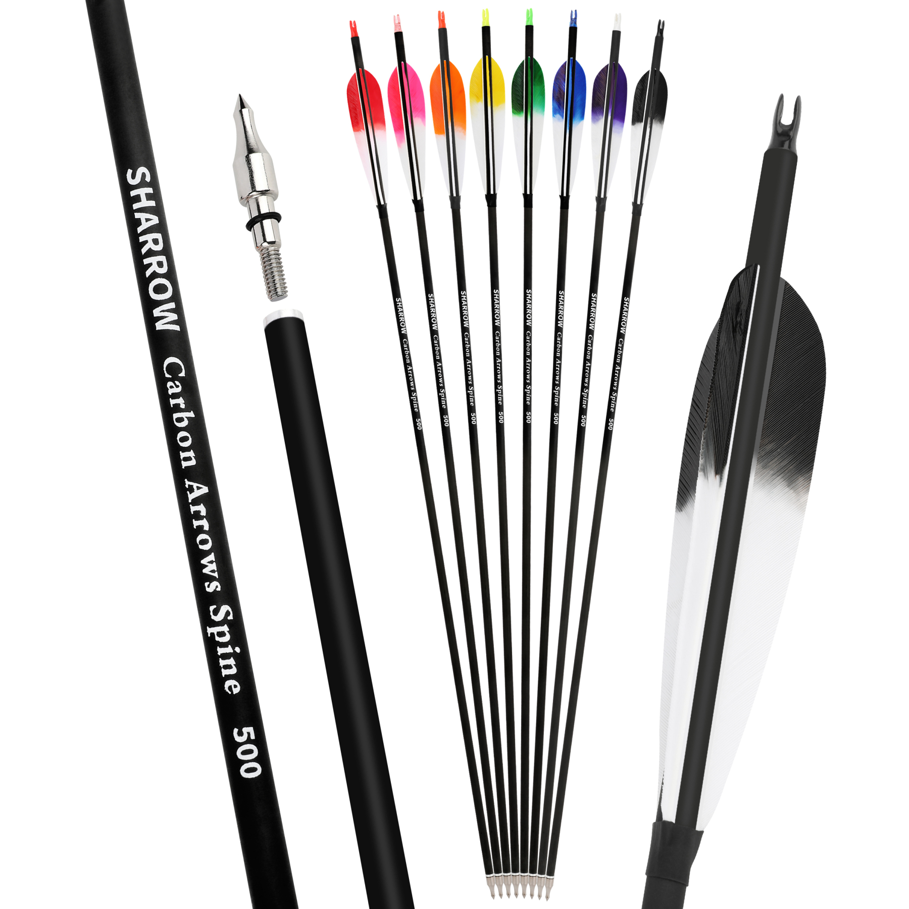 Carbon Arrows Turkey Feather Spine 500 Recurve Bow Hunting