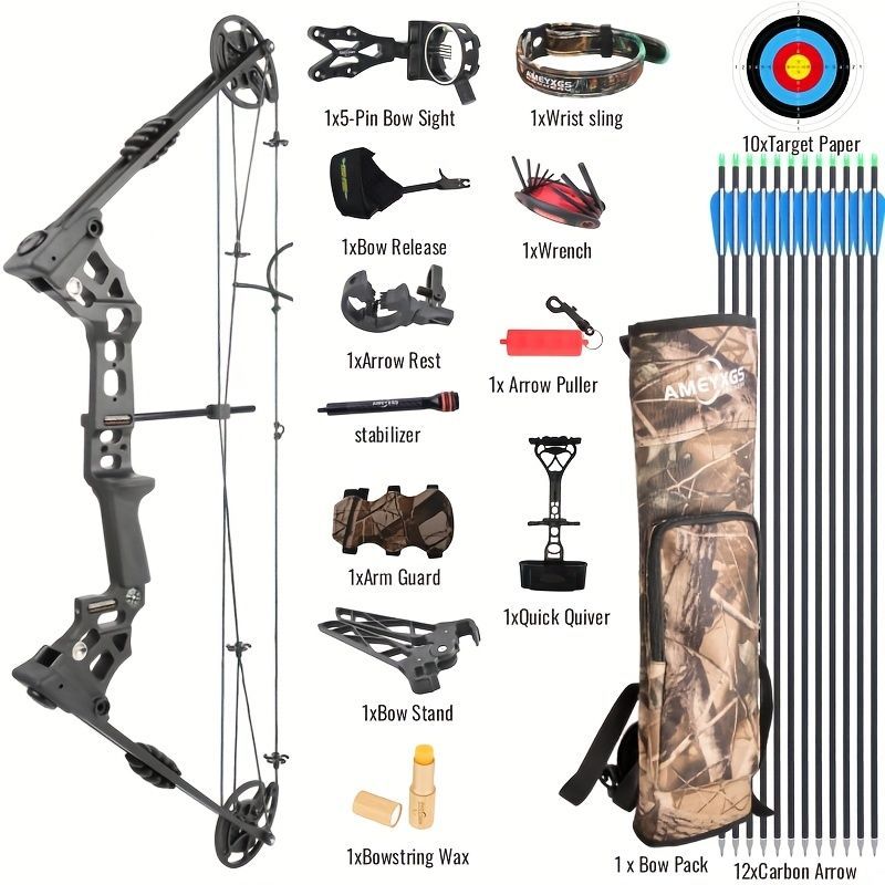 JUNXING X8 Compound Bow Package 20-70lb Hunting Target Set Beginners