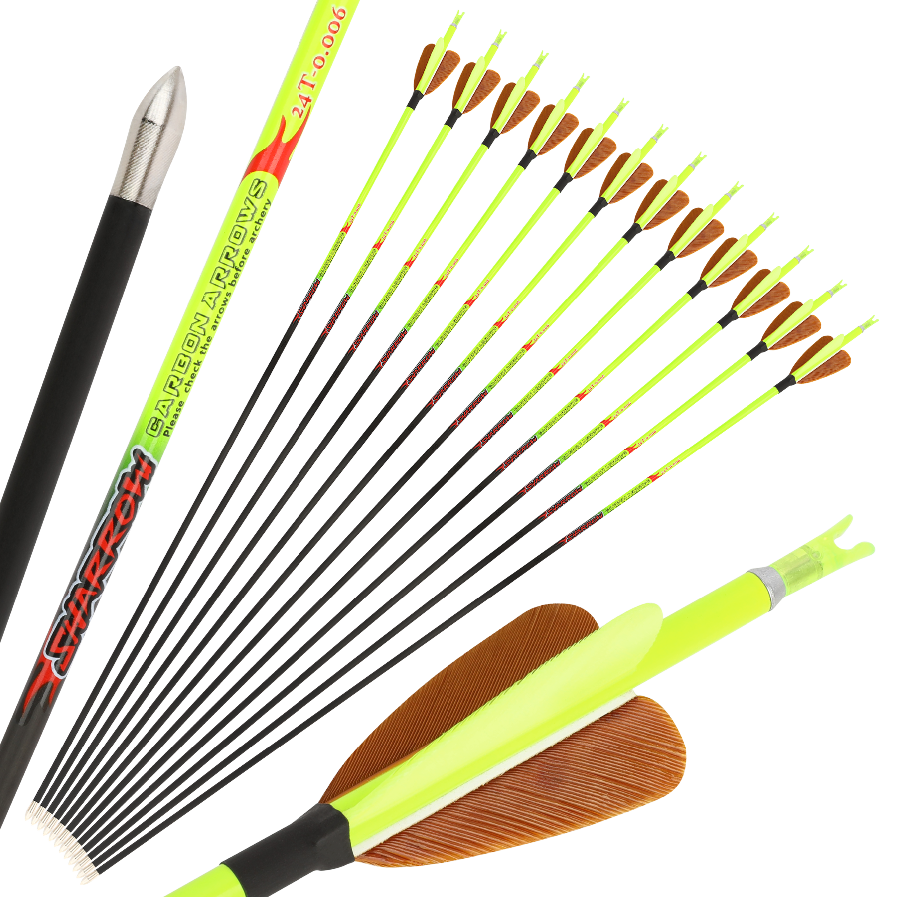 32" 24T Pure Carbon Arrow Spine 400-1000 ID4.2mm Feathers