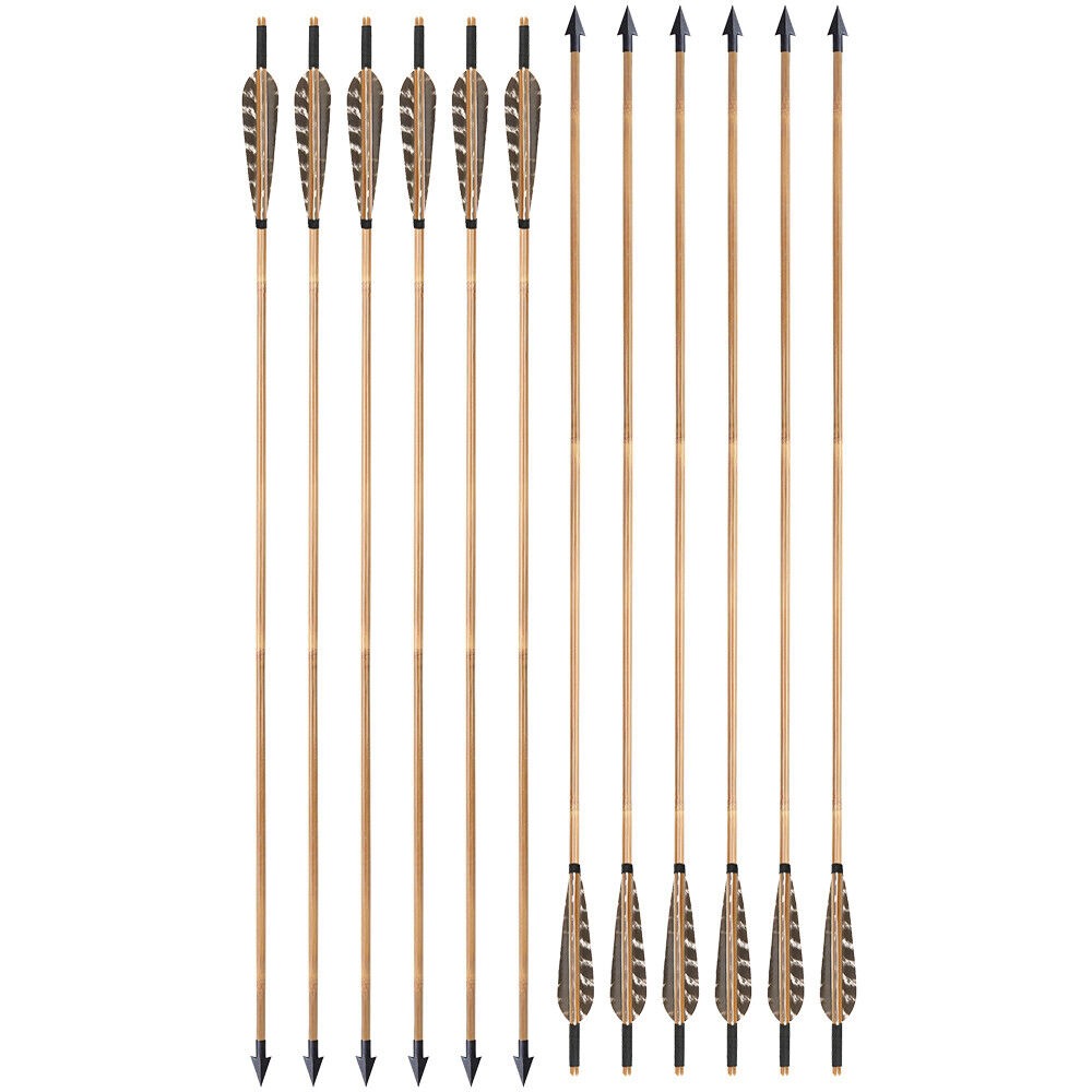 Bamboo Arrows for Traditional Bow 8mm Turkey Feather Longbow Hunting