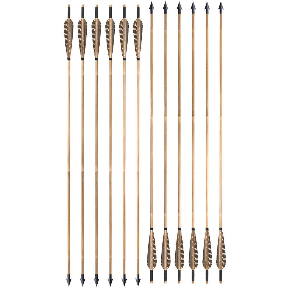 Bamboo Arrows for Traditional Bow 8mm Turkey Feather Longbow Hunting