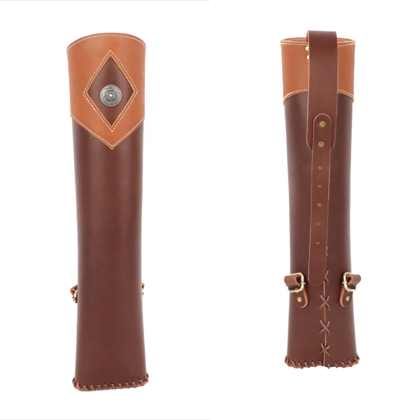Traditional Archery Quiver 20-Arrow Capacity Cowhide