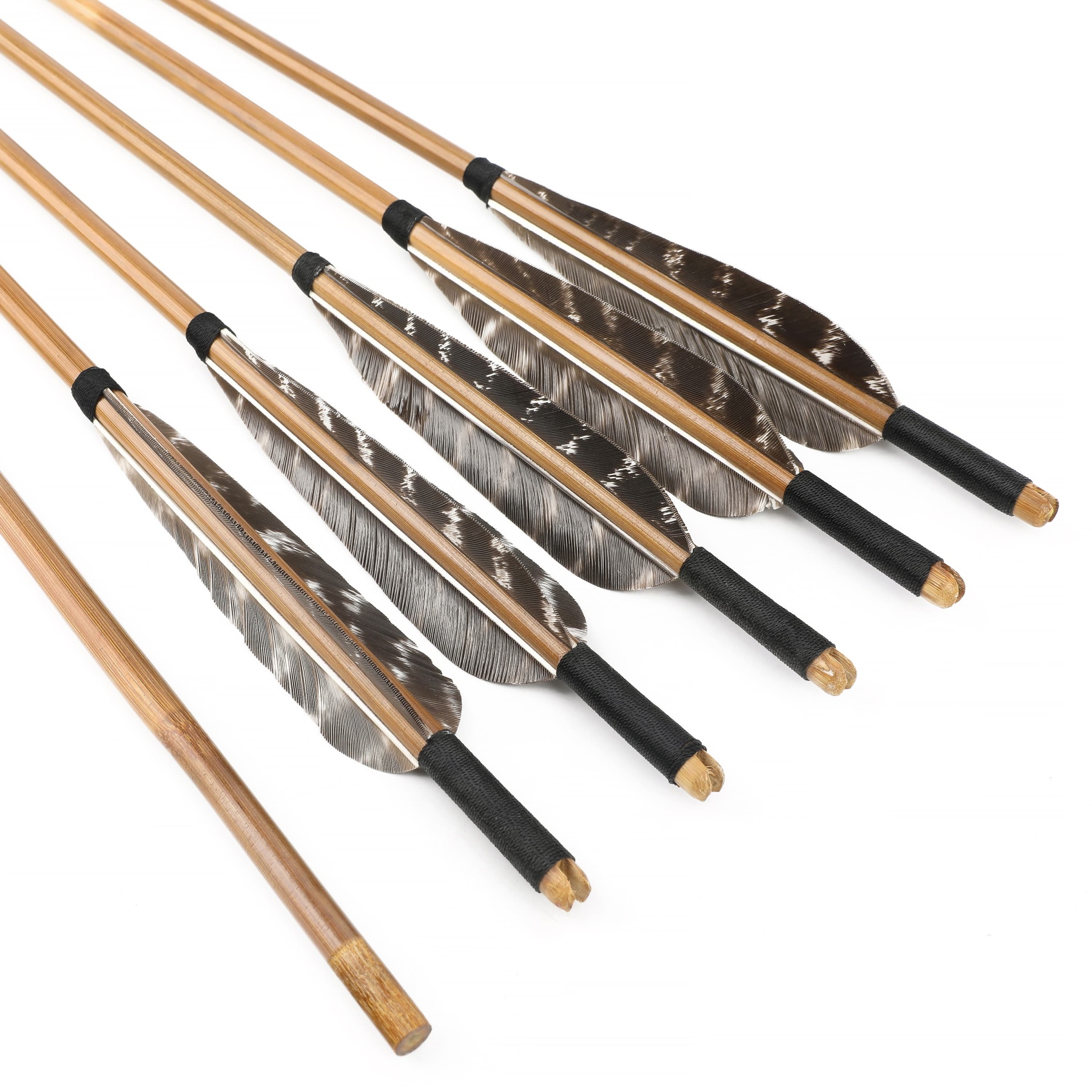 Bamboo Arrows for Traditional Bow 8mm Turkey Feather Longbow Hunting