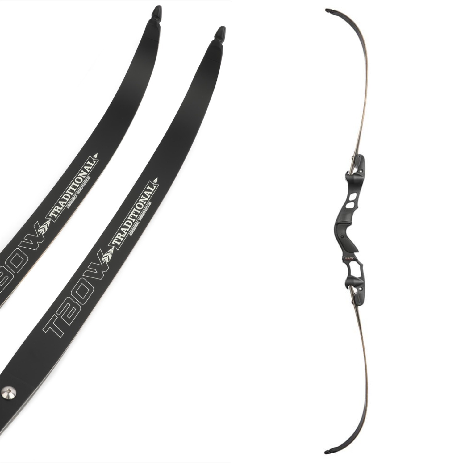 TBOW 62” Traditional  ILF Hunting Recurve Bow Set 30-60Lbs RH