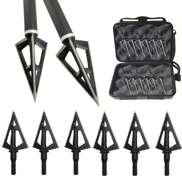 3-Blade Fixed Arrowheads Aluminum Arrowheads for Hunting & Target Shooting