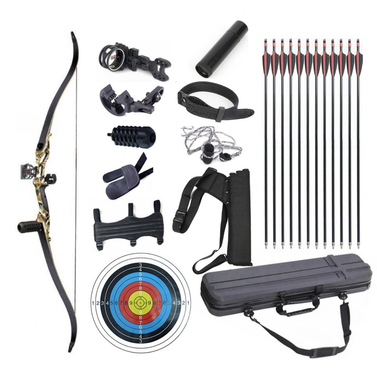 Junxing F179 Recurve Bow Set  56'' Takedown RH Target Hunting Beginner