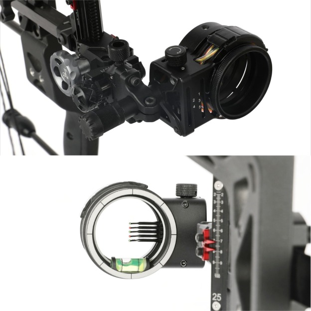 Topoint TX2650 Hunting Compound Bow Sight 5-Pin CNC Carbon Adjustable