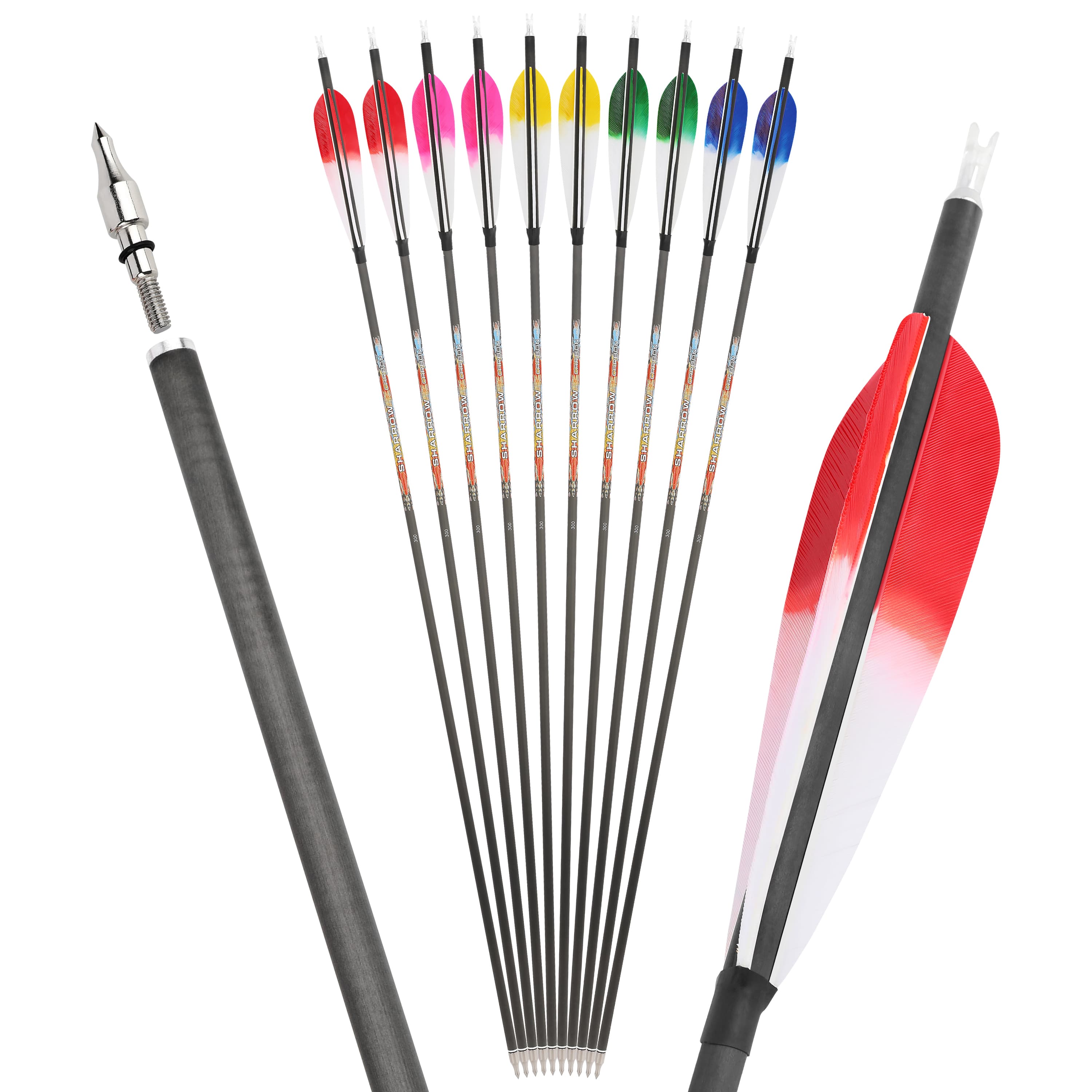 Pure Carbon Archery Arrows turkey feather 31" Recurve and Compound Bow