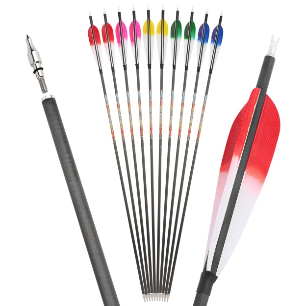 Pure Carbon Archery Arrows turkey feather 31" Recurve and Compound Bow