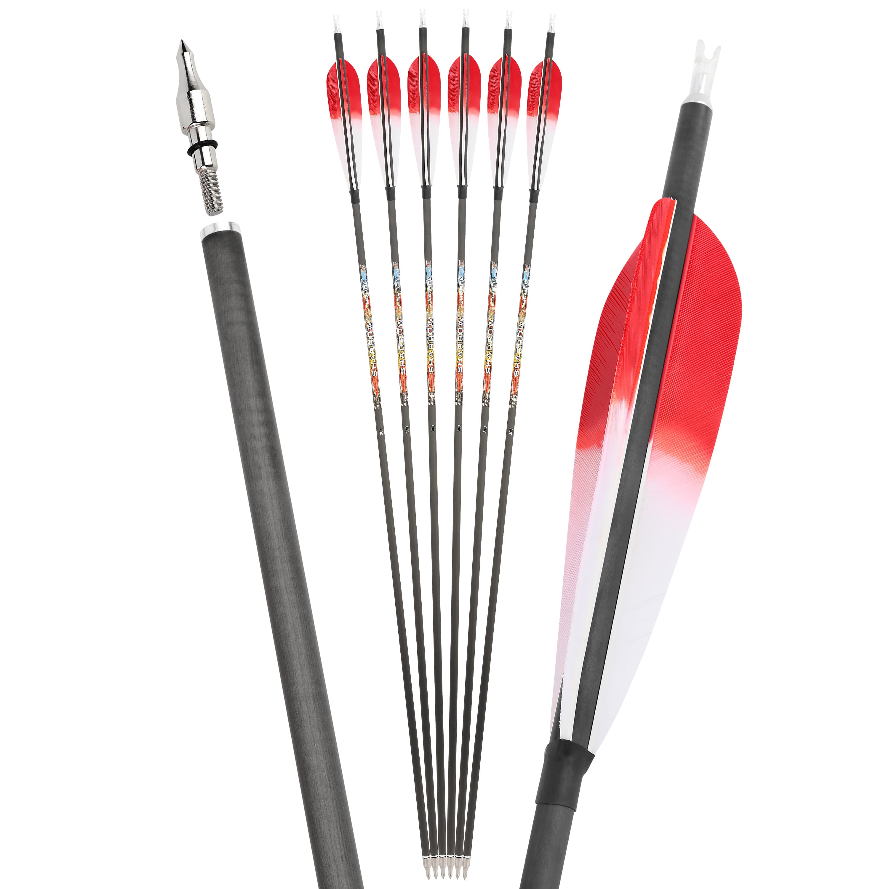 Pure Carbon Archery Arrows turkey feather 31" Recurve and Compound Bow