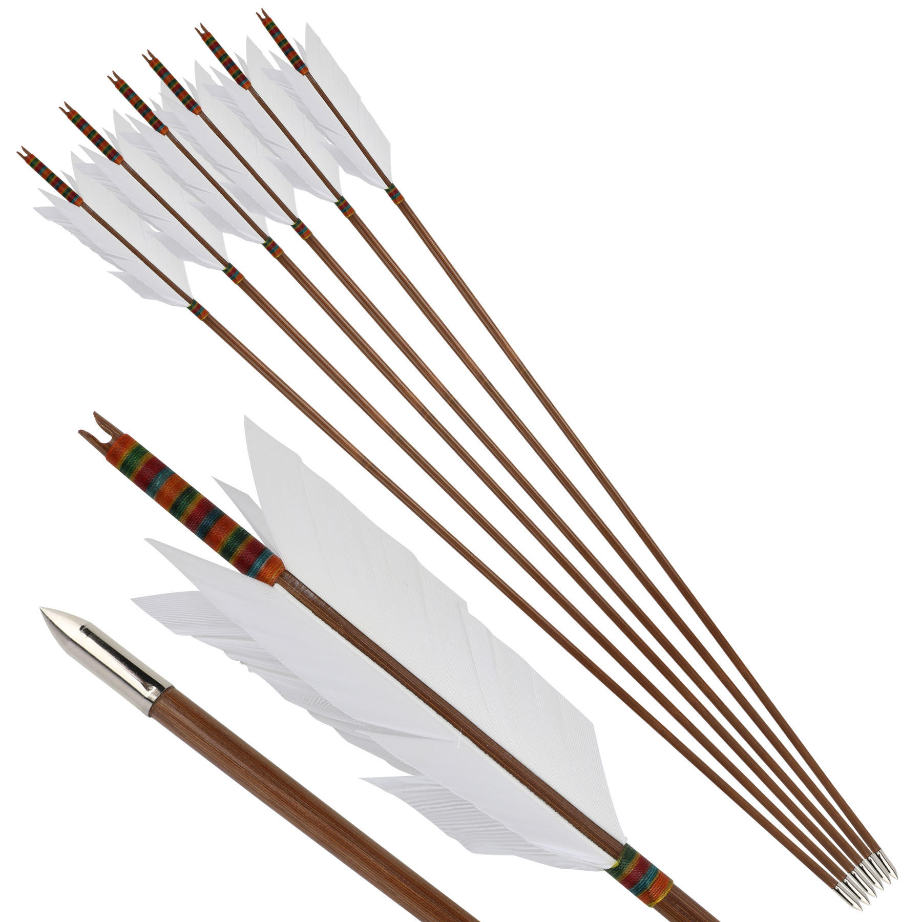 33 inch Bamboo Arrows Turkey Feather Longbow Recurve Bow Hunting Target