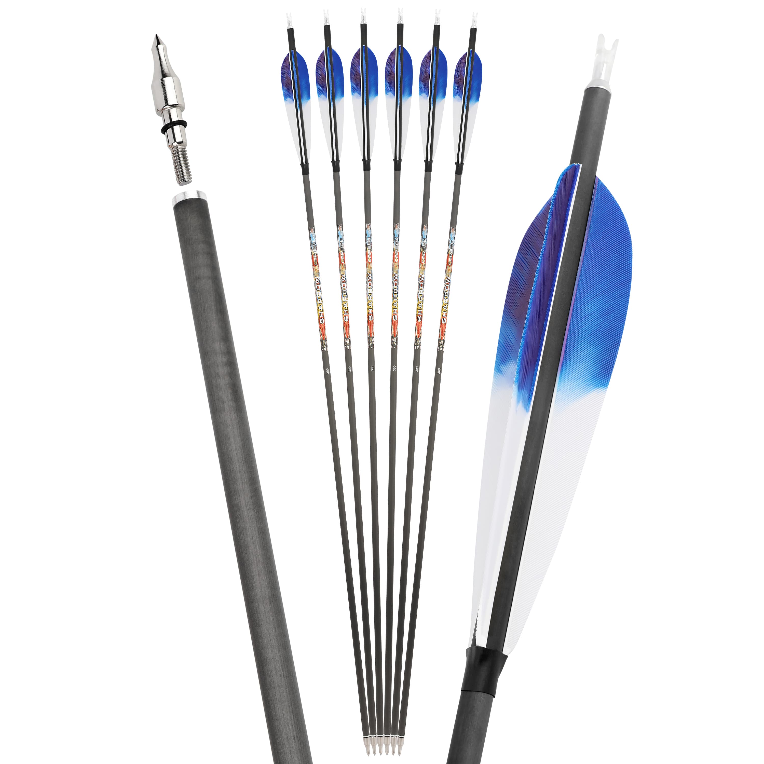 Pure Carbon Archery Arrows turkey feather 31" Recurve and Compound Bow