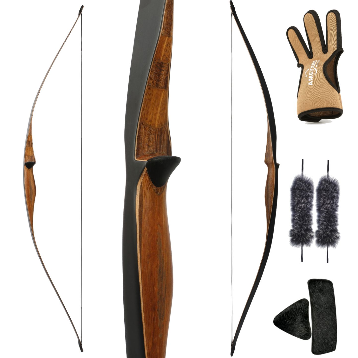Traditional Recurve Bow 62'' One-Piece Longbow Wooden 30-60lbs