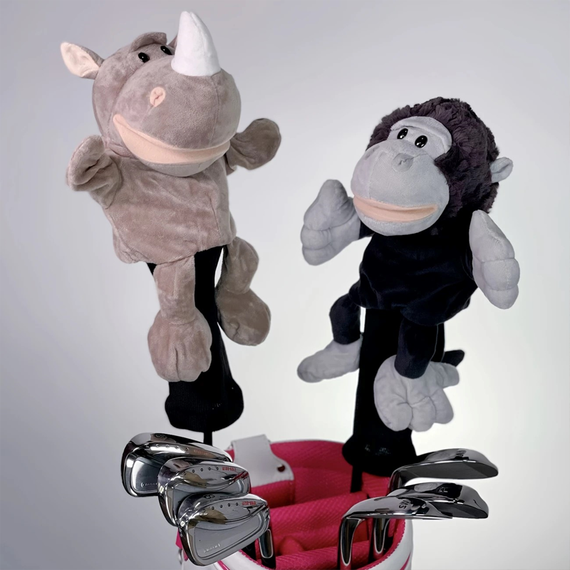 Plush Animal Golf Club Head Covers, Rhino/Koala/Lion Designs